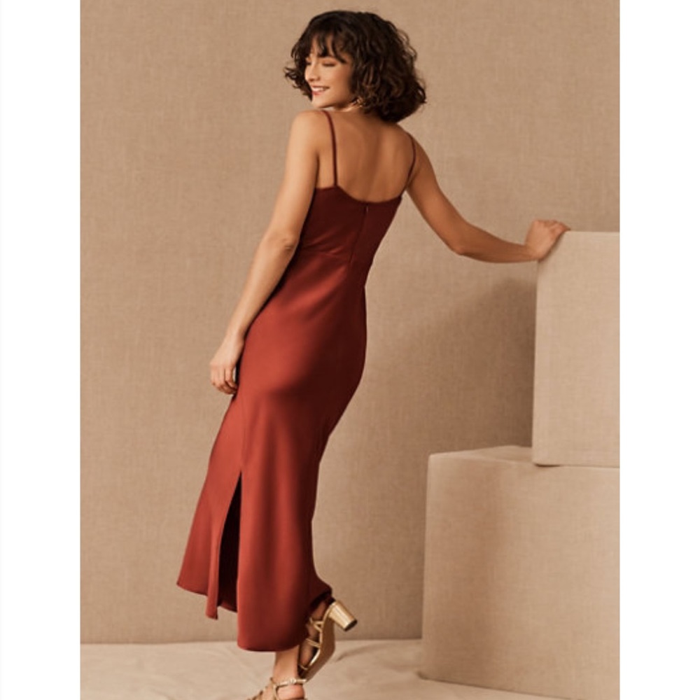 BHLDN Cali Satin Charmeuse MIDI Dress; Color Cinnamon; Size 2